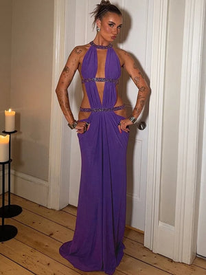 Y2K Halter Cut Out Maxi Dress view 12 | MAUVSTUDIO®