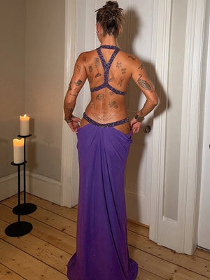 Y2K Halter Cut Out Maxi Dress view 3 | MAUVSTUDIO®