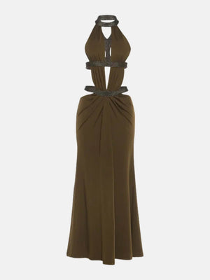 Y2K Halter Cut Out Maxi Dress view 4 | MAUVSTUDIO®