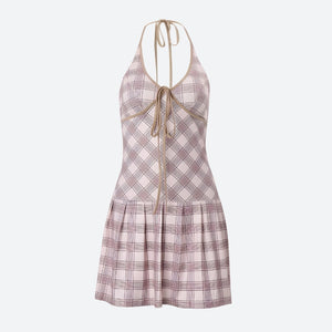 Y2K Halter Neck Mini Dress view 4 | MAUVSTUDIO®