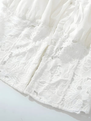 Y2K Lace Milkmaid Crop Top with lace trim, Y2K crop top styled with low rise bottoms