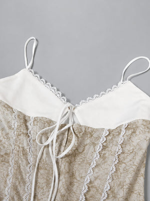 Y2K Lace & Tie Top with lace trim, Y2K tube top styled with low rise bottoms