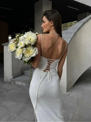 Y2K Lace Up Bodycon Midi Dress view 3 | MAUVSTUDIO®