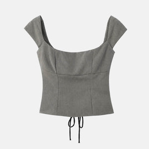 Y2K Lace Up Corset Top with lace trim, Y2K corset styled with low rise bottoms