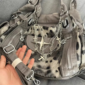 Sac Léopard Fausse Fourrure Y2K Grunge