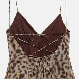 Y2K Leopard Lace Up Mini Dress view 4 | MAUVSTUDIO®