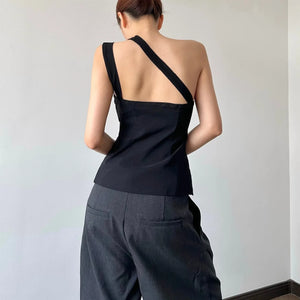 Y2K Loop Button Top with button front, Y2K tube top styled with low rise bottoms