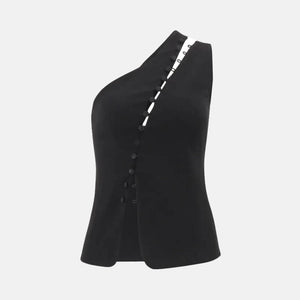 Y2K Loop Button Top with button front, Y2K tube top styled with low rise bottoms