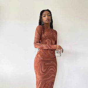 Y2K Marble Swirl Maxi Dress view 8 | MAUVSTUDIO®