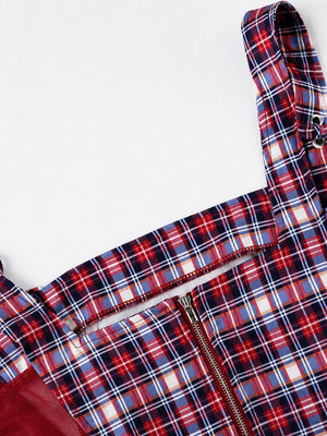 Y2K Plaid Crop Top with sheer mesh, Y2K crop top styled with low rise bottoms