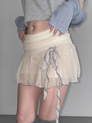 Y2K Polka Dot Mini Skirt, Y2K mini skirt styled with a crop top