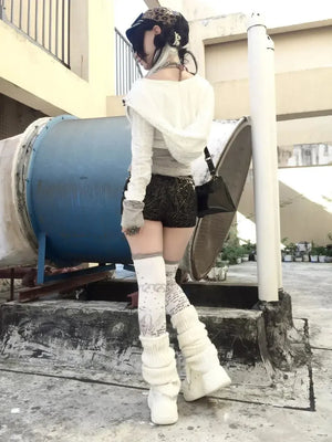 Cardigan Y2K Grunge Strass Superposé