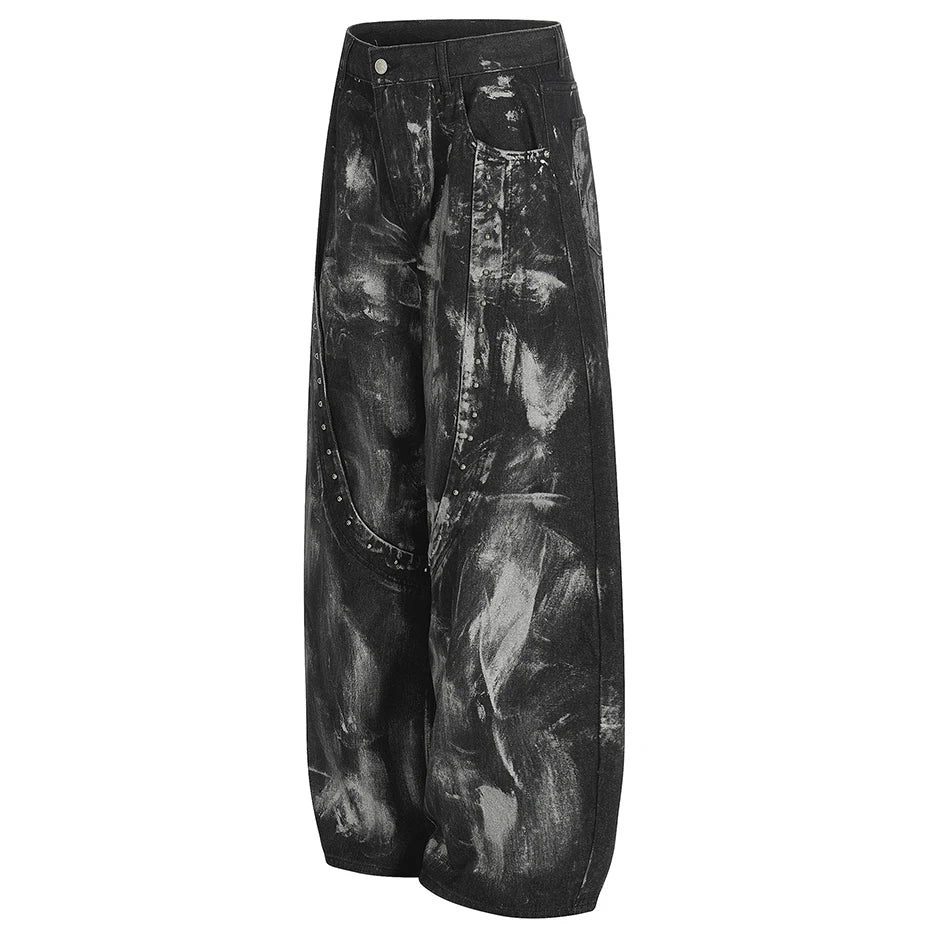 Y2K Rivet Patchwork Painter Baggy Jeans