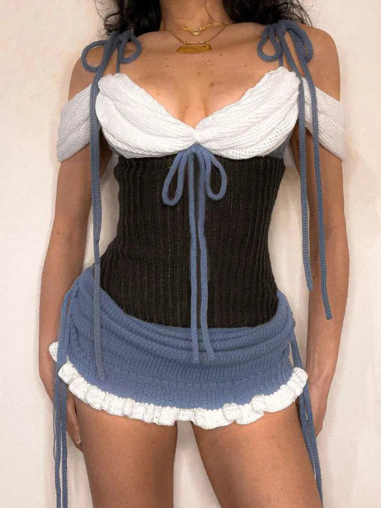 Y2K Ruched Knitted Mini Dress view 8 | MAUVSTUDIO®