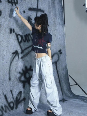 T-shirt Court Boutonné Y2K Grunge Étoile