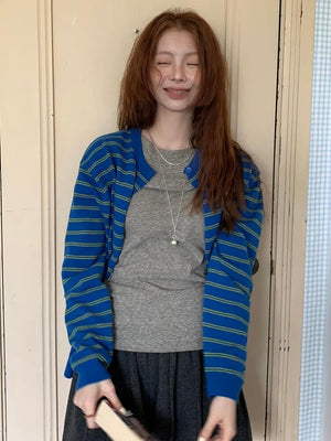 Y2K Striped Cardigan