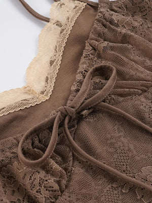 Y2K Vintage Lace Top with lace trim, Y2K tube top styled with low rise bottoms