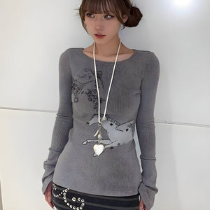 Top Côtelé Y2K Grunge Cheval Blanc