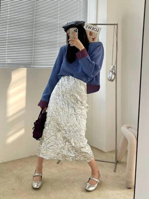 , Y2K skirt styled with a crop top