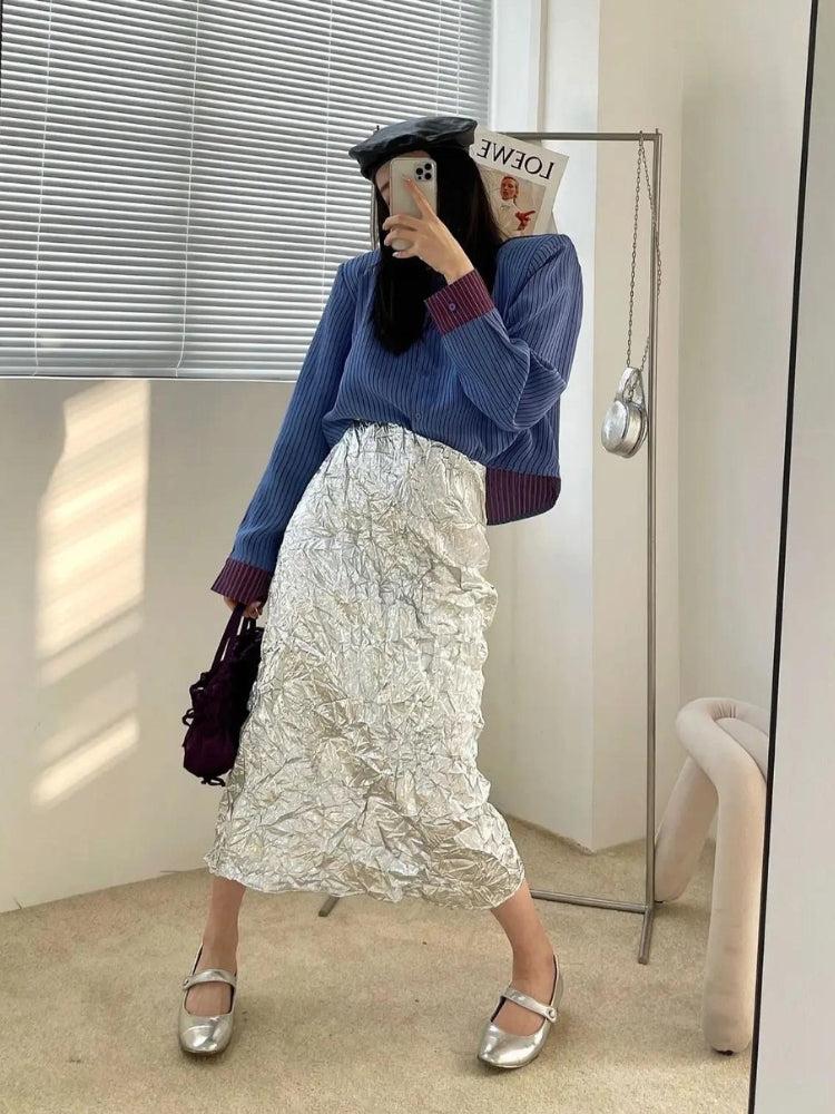 , Y2K skirt styled with a crop top