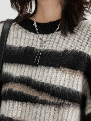 Y2K Zebra Knitted Sweater
