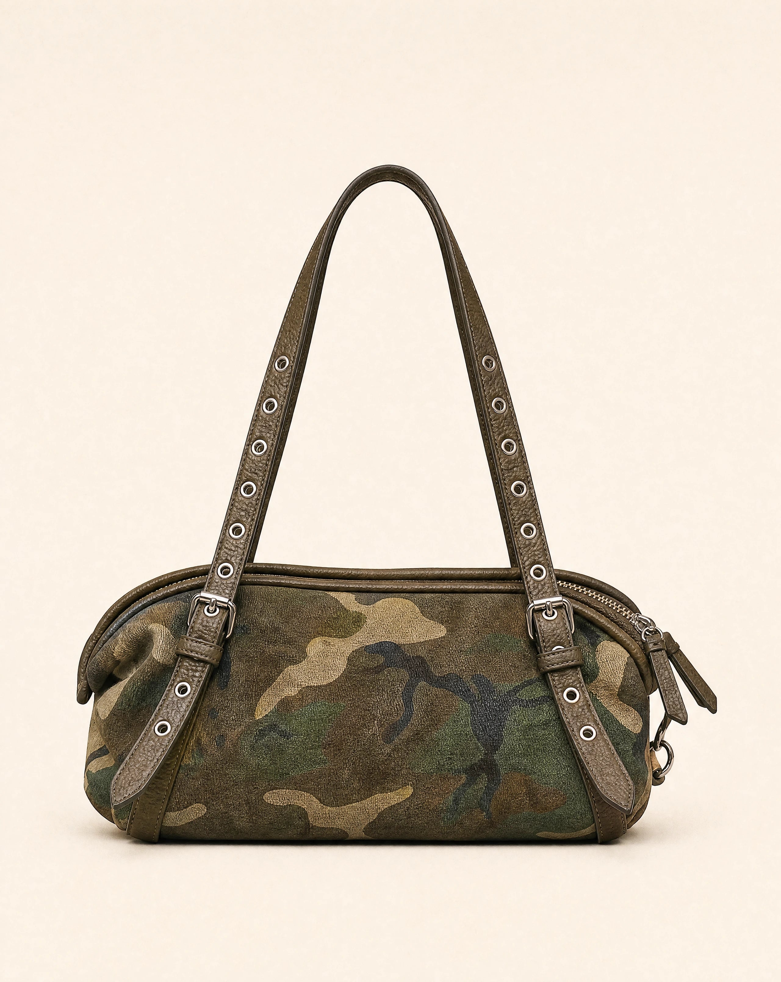 Y2K Camo Rivet Canvas Shoulder Bag