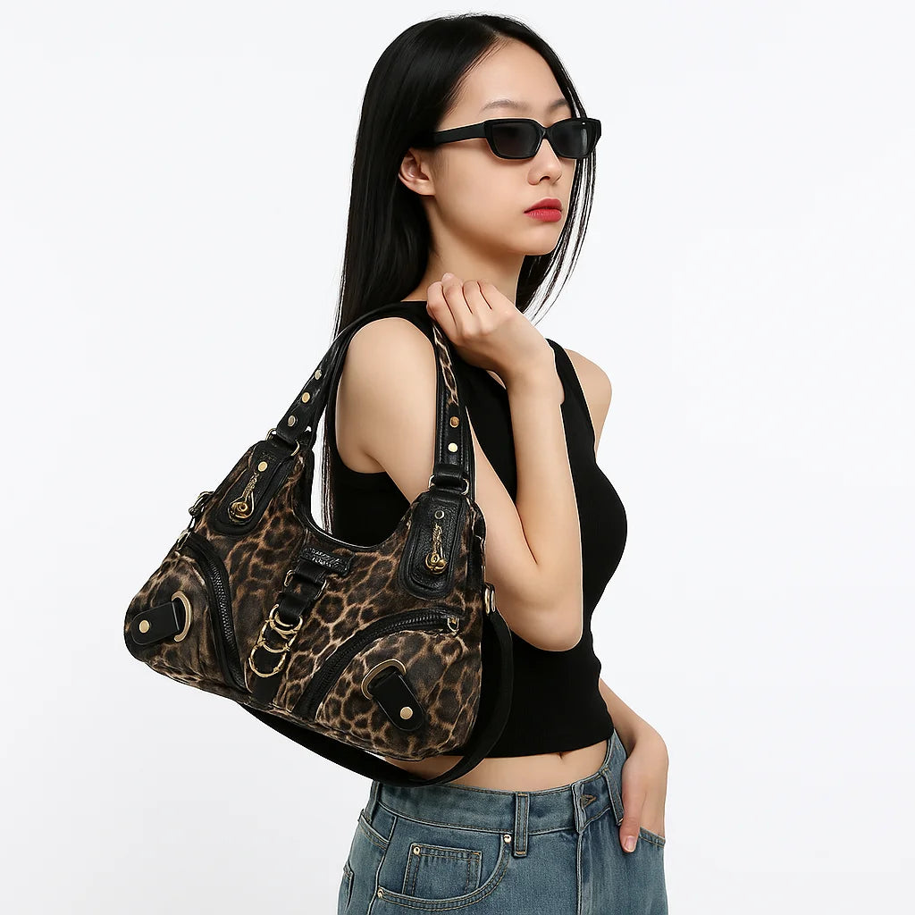 Leopard Y2K Grunge Shoulder Bag