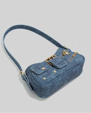 Y2K Hobo Bag Belt Buckle Detail-Blue5