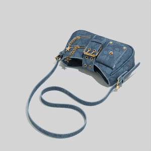 Y2K Hobo Bag Belt Buckle Detail-Blue6