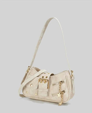 Y2K Hobo Bag Belt Buckle Detail-White-1