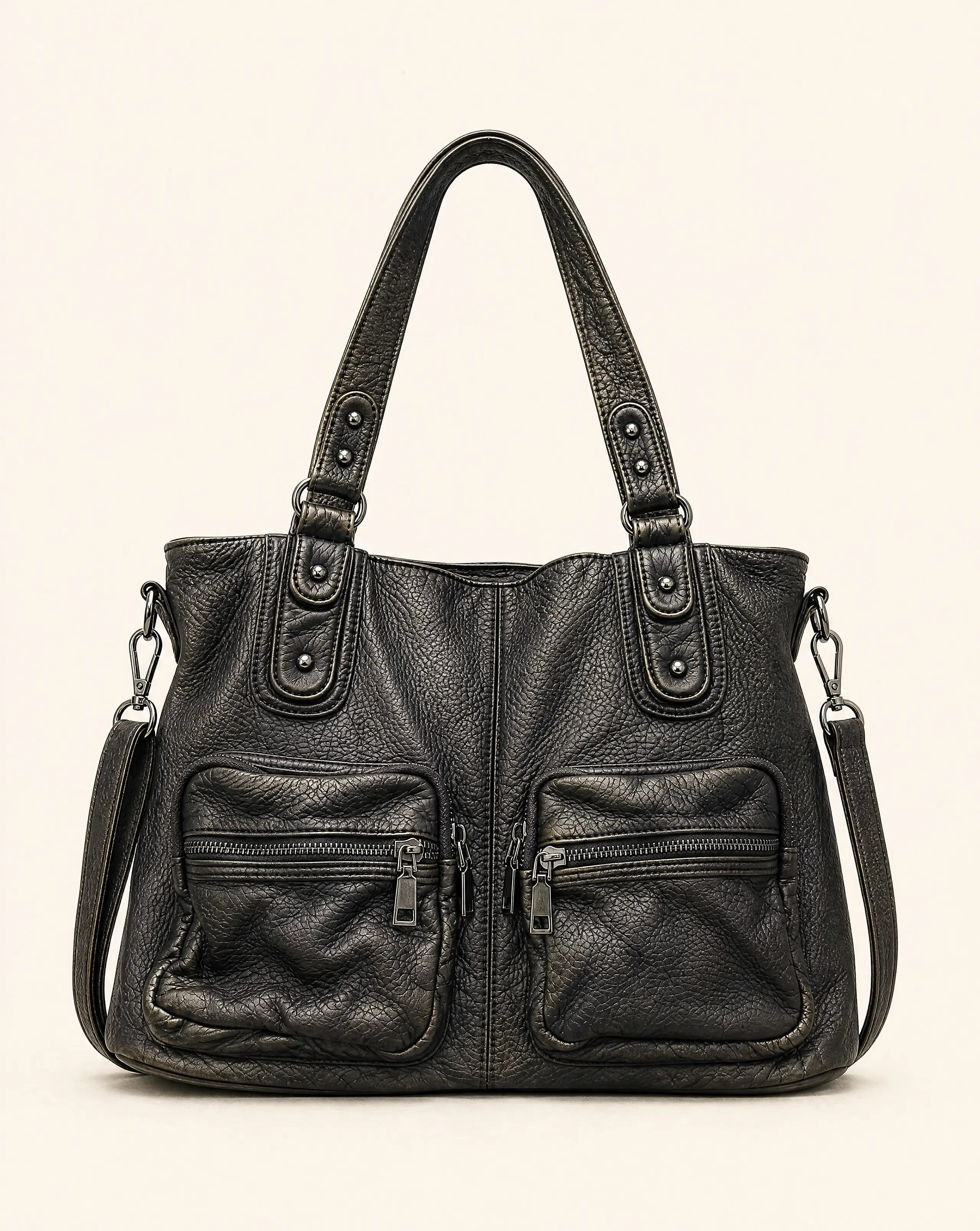 Y2K Vintage Moto Multi-Pocket Faux Leather Shoulder Bag