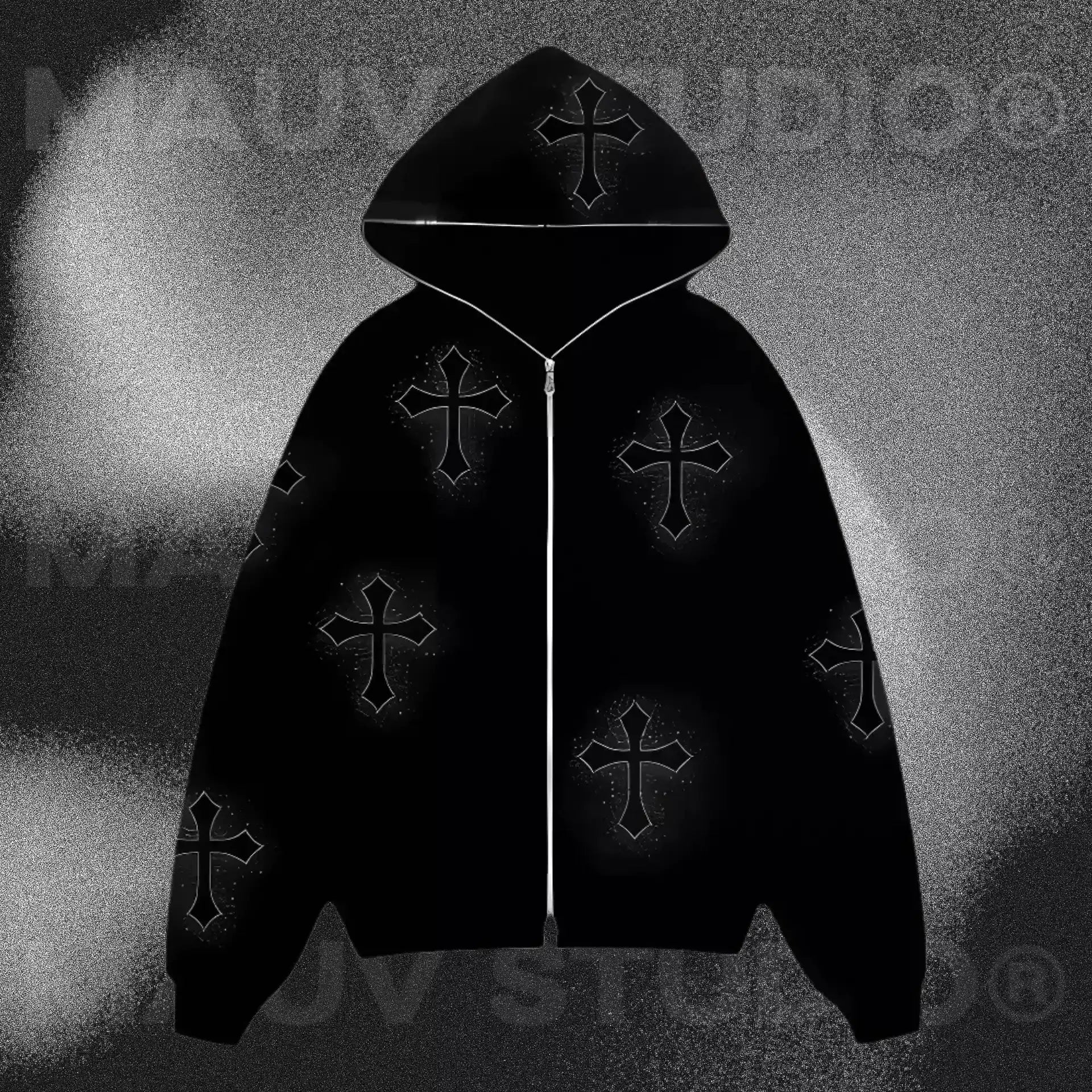 Hoodie Zippé avec des croix strass