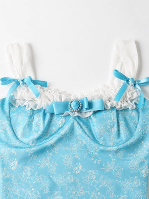 Coquette Ribbon Top with lace trim, Y2K tube top styled with low rise bottoms