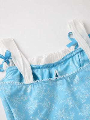 Coquette Ribbon Top with lace trim, Y2K tube top styled with low rise bottoms