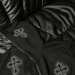 Hoodie Zippé avec des croix strass