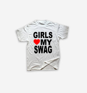 Y2K "Girls Love My Swag" Graphic T-Shirt-Tee-WHITE-XS-MAUV STUDIO®