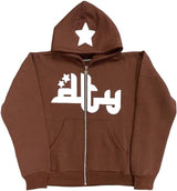 Arabic Script Zip-Up Hoodie