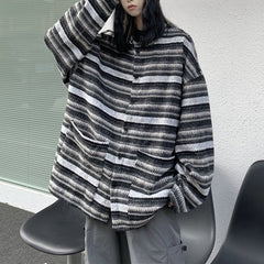 80's Grandma Striped Cardigan Sweater-Cardigan-MAUV STUDIO-STREETWEAR-Y2K-CLOTHING