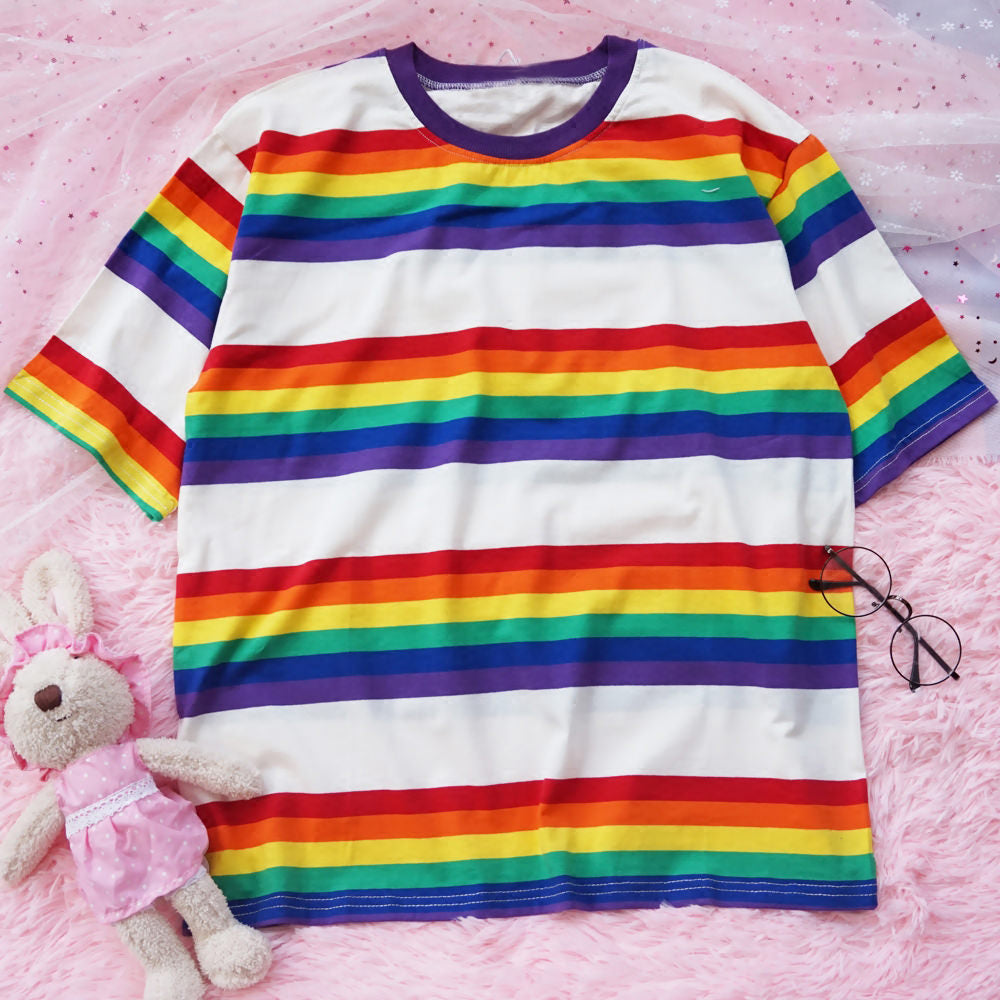 90s Kids Rainbow Tee-T-Shirts-MAUV STUDIO-STREETWEAR-Y2K-CLOTHING