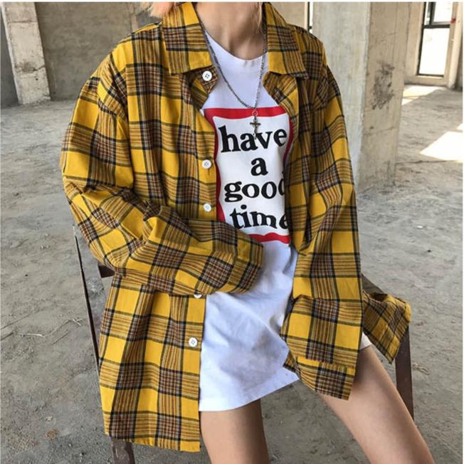 90s Kids Shirt in Plaid Check-T-Shirts-MAUV STUDIO-STREETWEAR-Y2K-CLOTHING