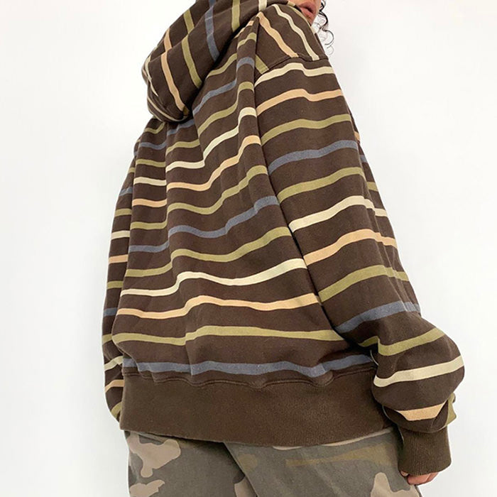 90s Striped Zip Up Hoodie-Hoodies-MAUV STUDIO-STREETWEAR-Y2K-CLOTHING