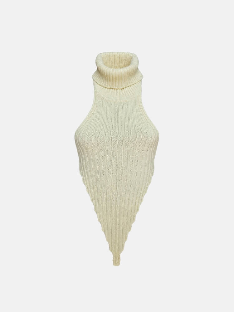 Acubi Knit Halter Top with ribbed knit, Y2K halter top styled with low rise bottoms