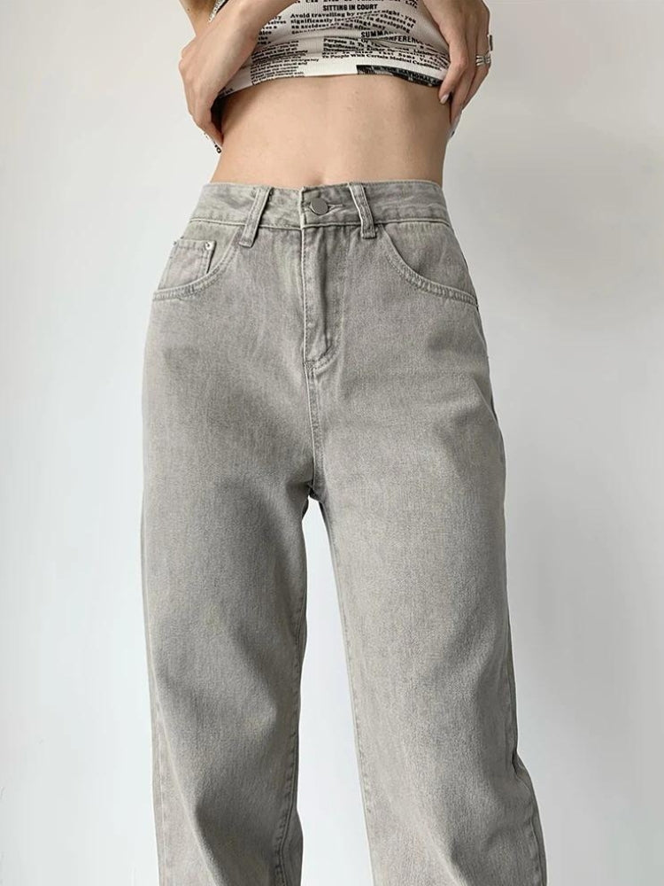 Acubi Straight Leg Gray Jeans-MAUV STUDIO