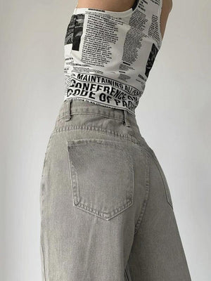 Acubi Straight Leg Gray Jeans-MAUV STUDIO