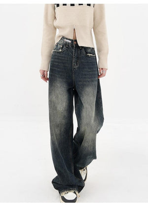 Acubi Wide Leg Dark Jeans-MAUV STUDIO