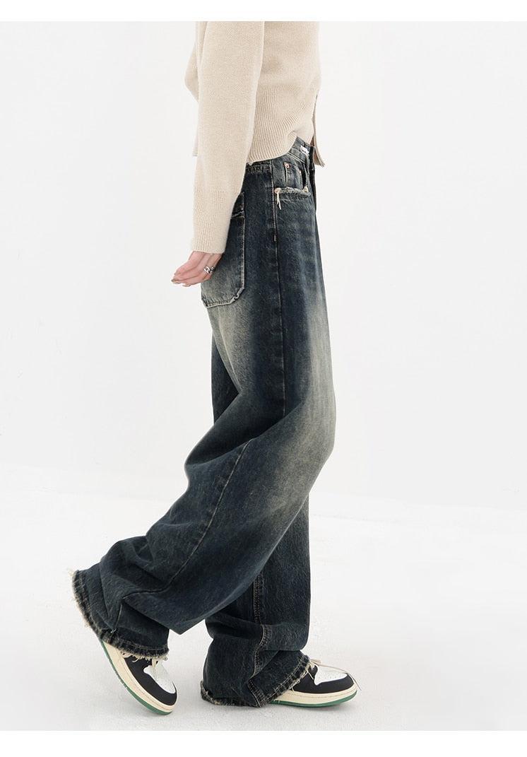 Acubi Wide Leg Dark Jeans-MAUV STUDIO