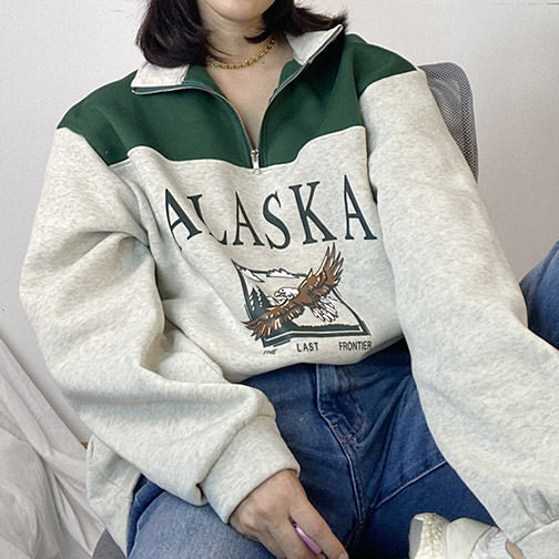 Alaska Zip Up Sweatshirt-Sweaters-MAUV STUDIO-STREETWEAR-Y2K-CLOTHING