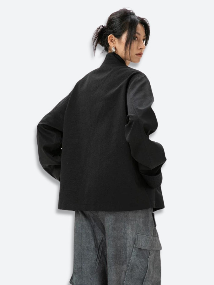 ジャケット・アウター 90s Asymmetric button bomber jacket Asymmetric Frog Button Jacket – MAUV STUDIO®