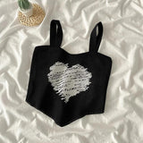 Asymmetric Heart Knitted Crop Top-Black-One Size-Mauv Studio