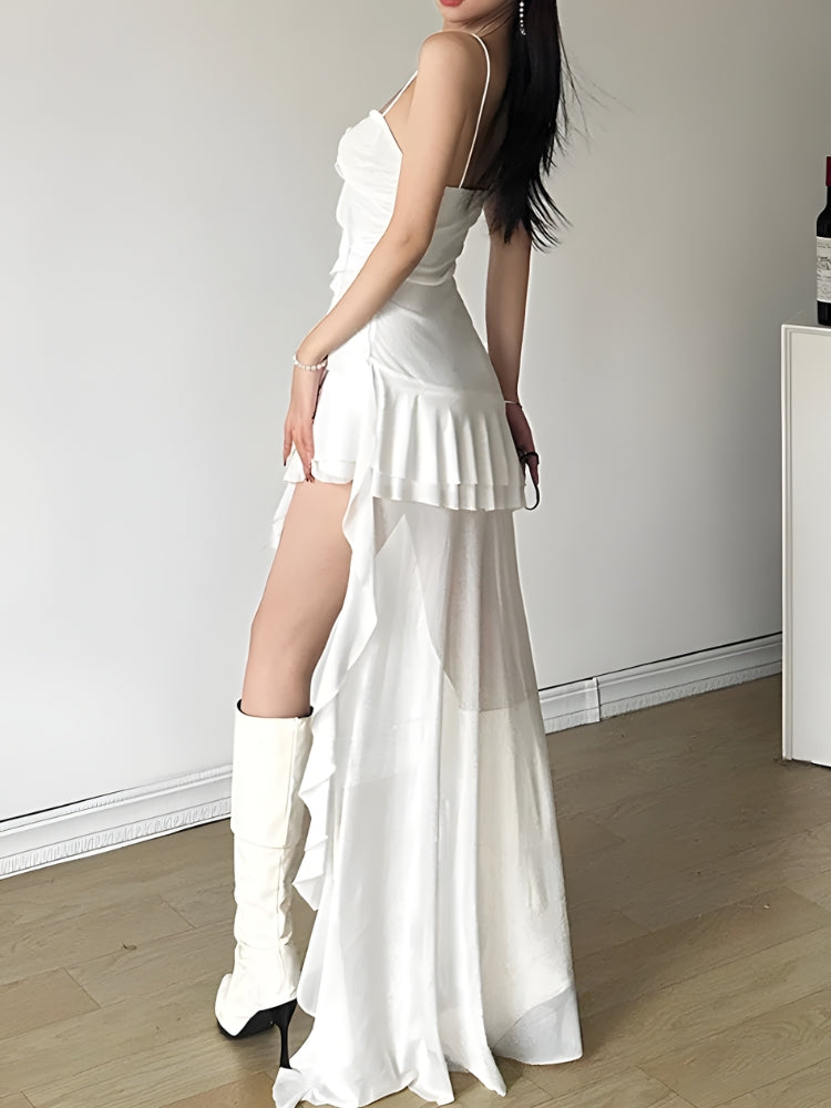 Asymmetric Mesh Mini Dress view 2 | MAUVSTUDIO®